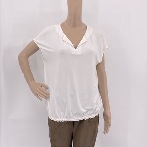 LES COPAINS SILK VISCOSE CAP SLEEVE SHIRT